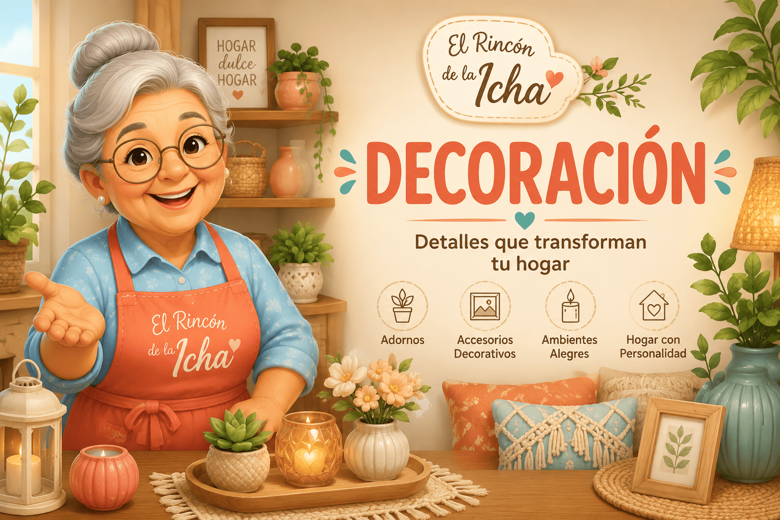 Decoración para el Hogar | El Rincón de la Icha Decoración para el hogar con adornos, accesorios decorativos, plantas, velas y detalles para distintos espacios