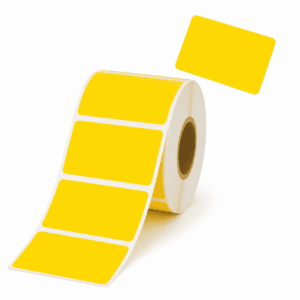 Etiquetas Adhesivas Térmicas Amarillas 50x30 mm – Rollo 1000 Unidades Rollo de etiquetas adhesivas térmicas amarillas 50x30 mm de 1000 unidades