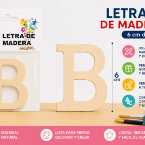 Letra B de Madera 6 cm para Manualidades y Decoración Letra B de madera de 6 cm para manualidades, decoración, nombres e iniciales personalizadas