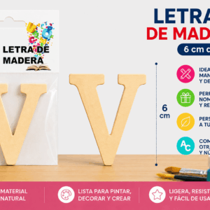 Letra V de Madera 6 cm para Manualidades y Decoración Letra V de madera de 6 cm para manualidades, decoración, nombres e iniciales personalizadas