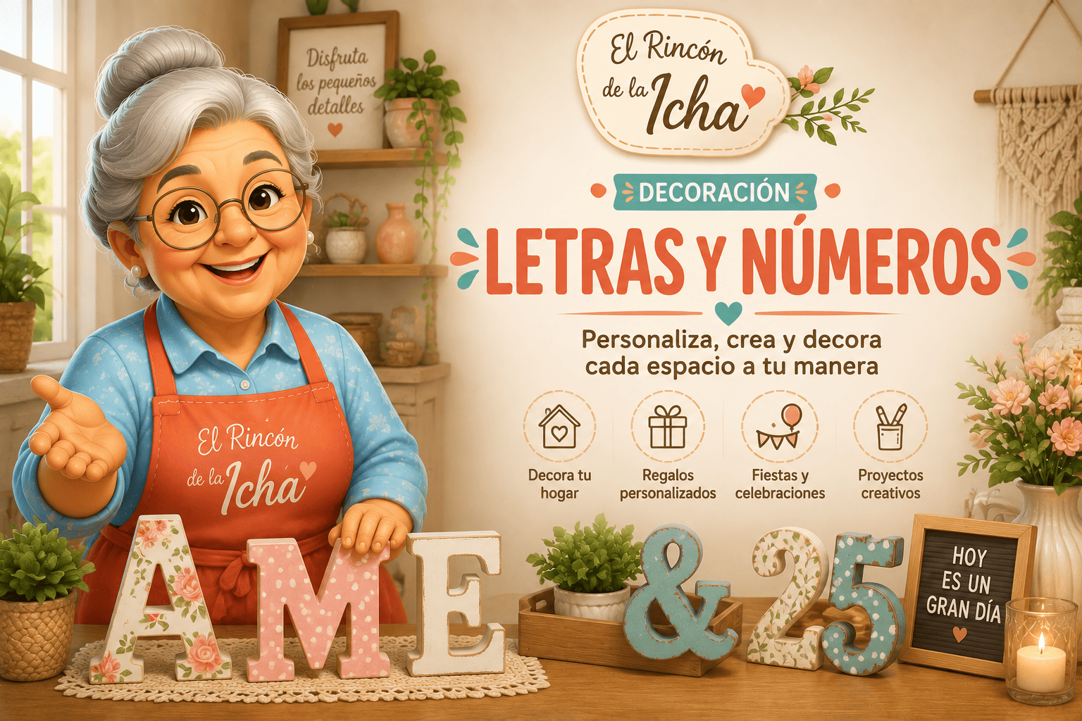 Letras y Números Decorativos | El Rincón de la Icha Letras y números decorativos para personalizar espacios, regalos, celebraciones y proyectos creativos