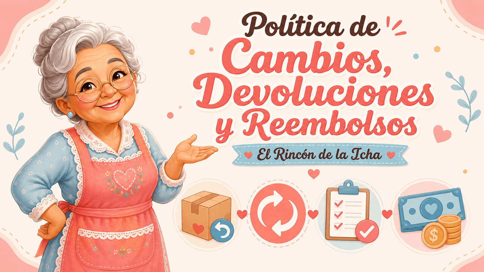 Política de cambios, devoluciones y reembolsos 1 La Icha presenta la política de cambios, devoluciones y reembolsos de El Rincón de la Icha