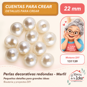 131139 Perlas decorativas redondas – Marfil – 22 mm
