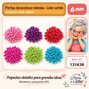 131638 Perlas decorativas redondas – Color surtido – 6 mm