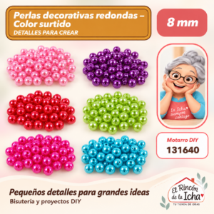131640 Perlas decorativas redondas – Color surtido – 8 mm
