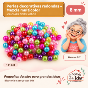 131641 Perlas decorativas redondas – Mezcla multicolor – 8 mm