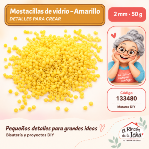 Mostacillas de vidrio – Amarillo – 2 mm – 50 g
