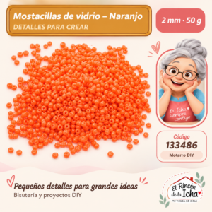 133486 Mostacillas de vidrio – Naranjo – 2 mm – 50 g