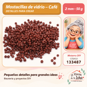 133487 Mostacillas de vidrio – Café – 2 mm – 50 g