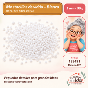 133491 Mostacillas de vidrio – Blanco – 2 mm – 50 g