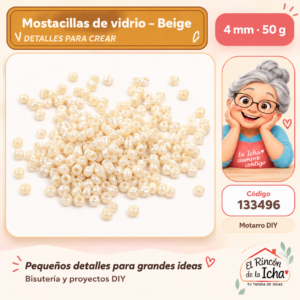 133496 Mostacillas de vidrio – Beige – 4 mm – 50 g