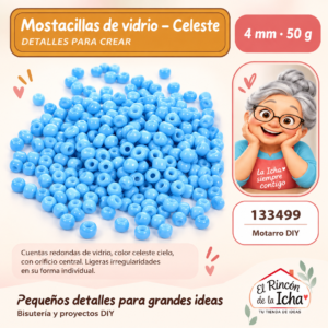 133499 Mostacillas de vidrio – Celeste – 4 mm – 50 g