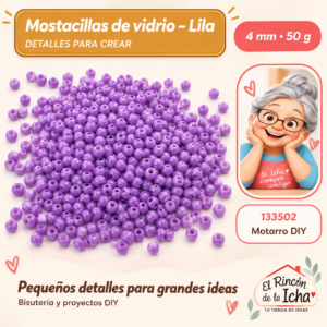 133502 Mostacillas de vidrio – Lila – 4 mm – 50 g