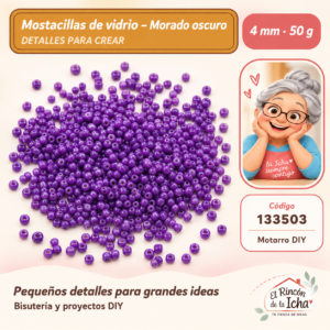 133503 Mostacillas de vidrio – Morado oscuro – 4 mm – 50 g