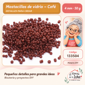 133504 Mostacillas de vidrio – Café – 4 mm – 50 g