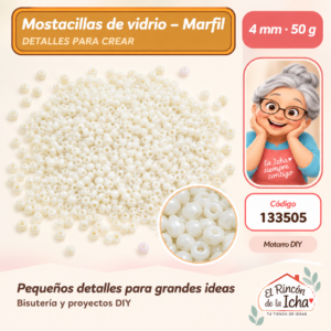 133505 Mostacillas de vidrio – Marfil – 4 mm – 50 g