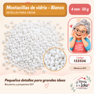 133506 Mostacillas de vidrio – Blanco – 4 mm – 50 g