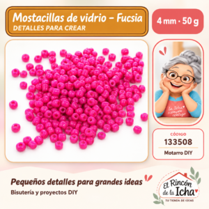 133508 Mostacillas de vidrio – Fucsia – 4 mm – 50 g