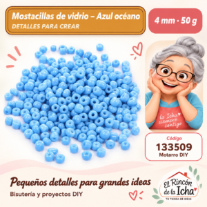133509 Mostacillas de vidrio – Azul océano – 4 mm – 50 g