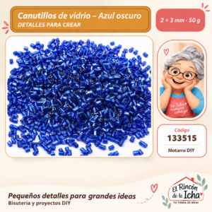 133515 Canutillos de vidrio – Azul oscuro – 2 × 3 mm – 50 g