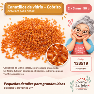 133519 Canutillos de vidrio – Cobrizo – 2 × 3 mm – 50 g