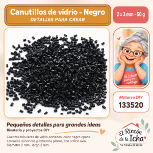 133520 Canutillos de vidrio – Negro – 2 × 3 mm – 50 g