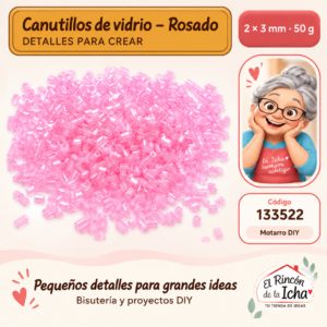 133522 Canutillos de vidrio – Rosado – 2 × 3 mm – 50 g