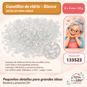 133523 Canutillos de vidrio – Blanco – 2 × 3 mm – 50 g