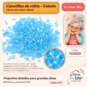 133525 Canutillos de vidrio – Celeste – 2 × 3 mm – 50 g