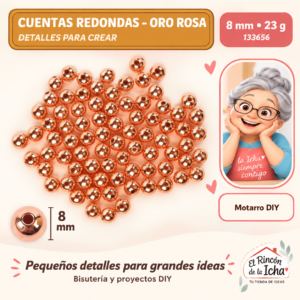 133656 Cuentas redondas – Oro rosa – 8 mm – 23 g