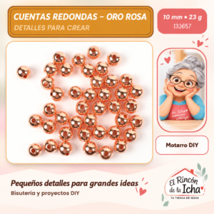 133657 Cuentas redondas – Oro rosa – 10 mm – 23 g