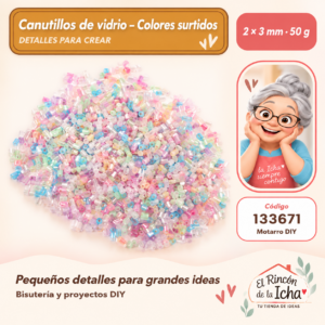 133671 Canutillos de vidrio – Colores surtidos – 2 × 3 mm – 50 g