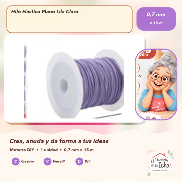 Hilo Elástico Plano Lila Claro 0,7 mm × 15 m