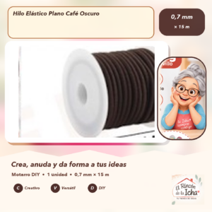 134511 Hilo Elástico Plano Café Oscuro 0,7 mm × 15 m