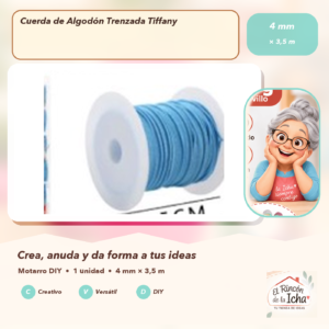 134552 Cuerda de Algodón Trenzada Tiffany 4 mm × 3,5 m