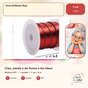 134566 Cinta Brillante Roja 1 cm × 3 m