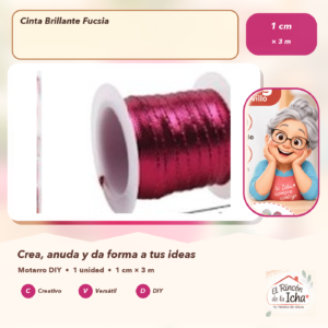 134569 Cinta Brillante Fucsia 1 cm × 3 m