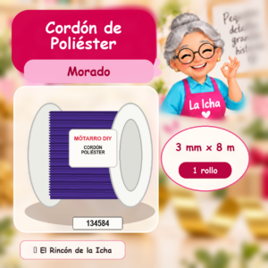 134584 Cordón de Poliéster Morado 3 mm x 8 m