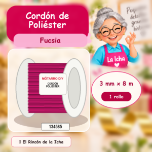134585 Cordón de Poliéster Fucsia 3 mm x 8 m