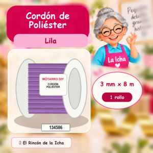 134586 Cordón de Poliéster Lila 3 mm x 8 m