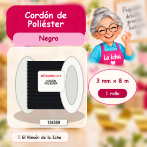 134589 Cordón de Poliéster Negro 3 mm x 8 m