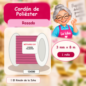 134590 Cordón de Poliéster Rosado 3 mm x 8 m