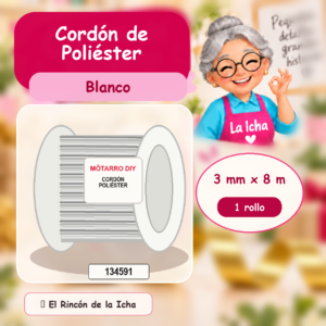 134591 Cordón de Poliéster Blanco 3 mm x 8 m