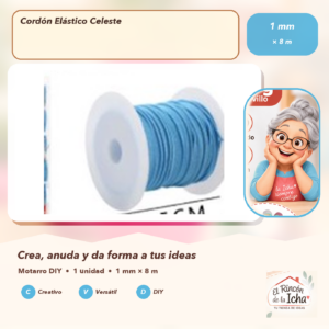 134600 Cordón Elástico Celeste 1 mm × 8 m