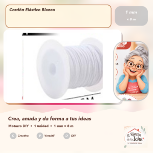 134601 Cordón Elástico Blanco 1 mm × 8 m