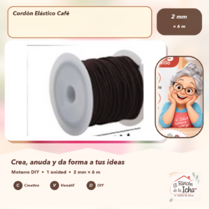 134614 Cordón Elástico Café 2 mm × 6 m