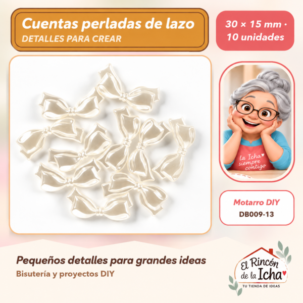 Cuentas perladas de lazo – 30 × 15 mm – 10 unidades