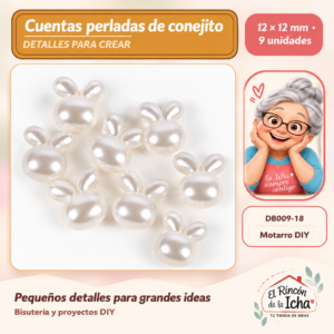 DB009-18 Cuentas perladas de conejito – 12 × 12 mm – 9 unidades