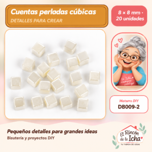 DB009-2 Cuentas perladas cúbicas – 8 × 8 mm – 20 unidades