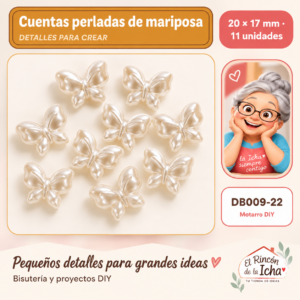DB009-22 Cuentas perladas de mariposa – 20 × 17 mm – 11 unidades